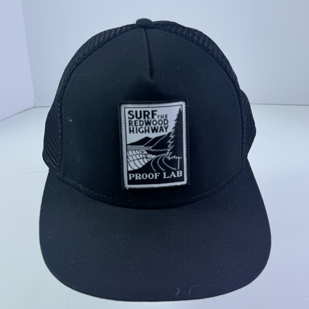 Proof Lab Surf the Redwood Highway Trucker Hat Black Snapback Mesh Cap Mens OSFM